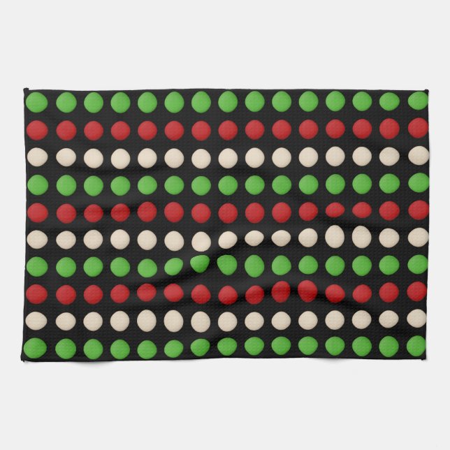 Red Green White Dots Towel (Horizontal)