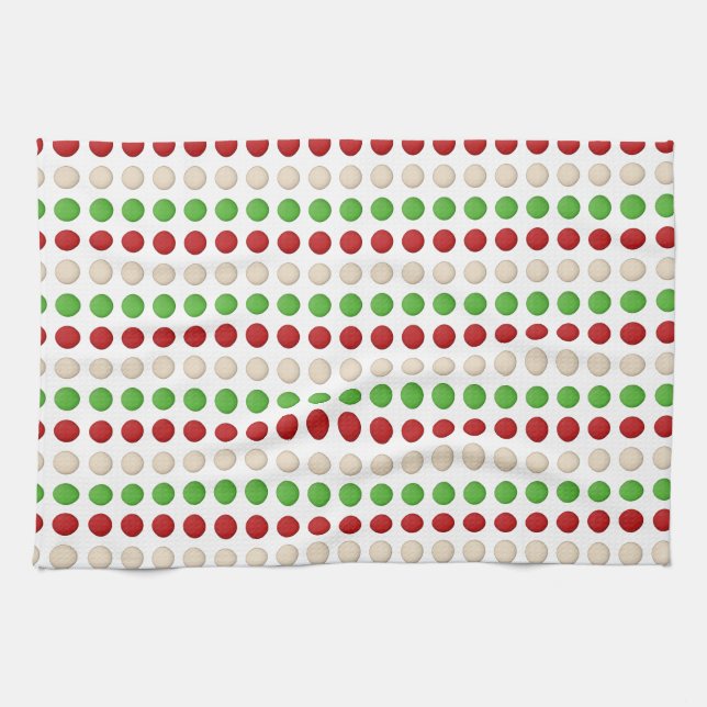 Red Green White Dots Towel (Horizontal)