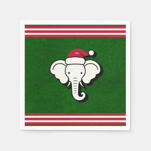 Red & Green White Elephant Gift Christmas Party Napkins