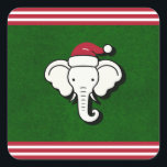 Red & Green White Elephant Gift Christmas Party Square Sticker<br><div class="desc">Matching items are available.</div>