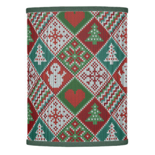 Red Green White Faux Knit Christmas Pattern Lamp Shade