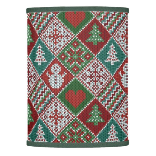 Red Green White Faux Knit Christmas Pattern Lamp Shade
