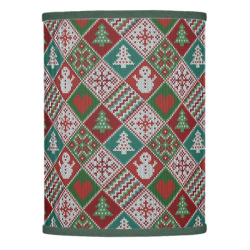 Red Green White Faux Knit Christmas Pattern  Lamp Shade