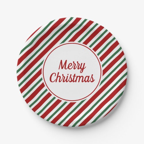 Red Green White Merry Christmas Holidays Paper Plates