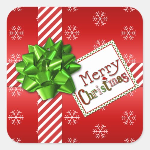 Red Green White Merry Christmas Sticker
