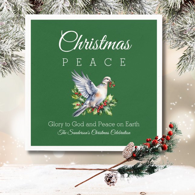 Red Green White Peace Dove Christian Christmas Napkins (Creator Uploaded)