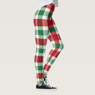 Red Green White Plaid Cheerful Leggings