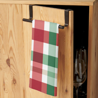 Red Green White Plaid Cheerful Rustic Homestyle Kitchen Towel