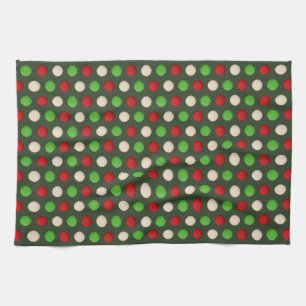 Red Green White Polka Dot Pattern Kitchen Towel