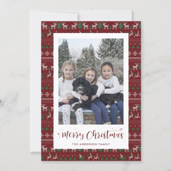 Red Green White Santa Claus Photo Christmas Cards