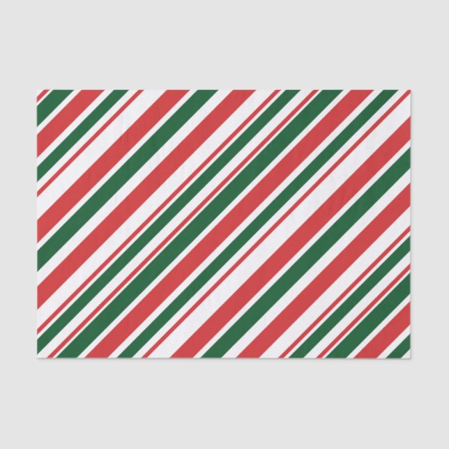 Red Green White Striped Tissue Paper (Front)