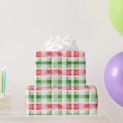 Red Green White Stripes Birthday Wrapping Paper