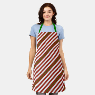 Red, Green & White Stripes Chef Baker Christmas Apron