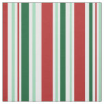 Red, Green, White Stripes Christmas Fabric