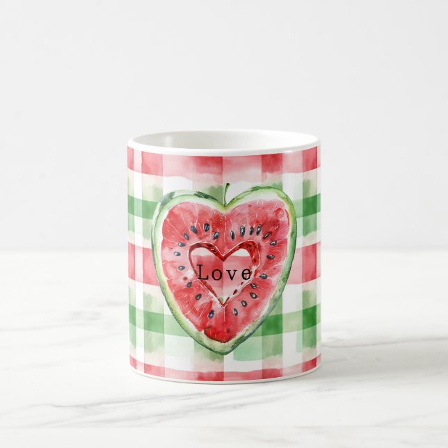 Red Green White Watermelon Heart Stripes Coffee Mug (Center)