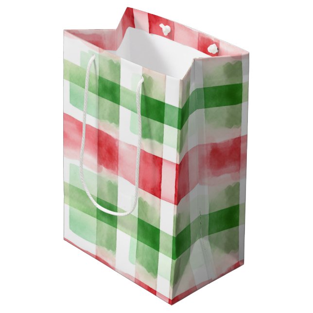 Red Green White Watermelon Stripes Birthday Medium Gift Bag (Front Angled)