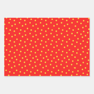 Red Green White Yellow Polka Dot Wrapping Paper Sheets