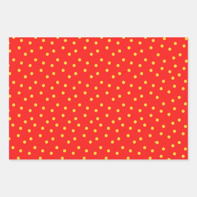 Red Green White Yellow Polka Dot  Wrapping Paper Sheets (Front)