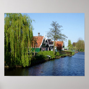 Red Green White Zaanse Schans Dutch Timber Houses Poster