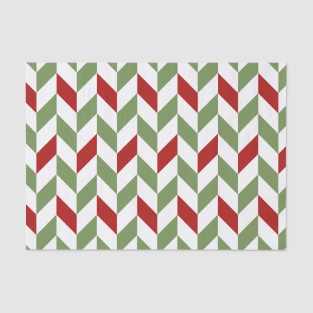 RED GREEN WHITE ZIG ZAG STRIPES TISSUE PAPER (Front)