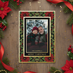 Red Green William Morris Season's Greetings Photo Foil Holiday Card