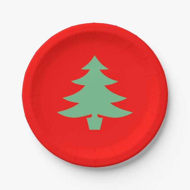 Red Green Xmas Christmas Tree 4Helen Paper Plates (Front)