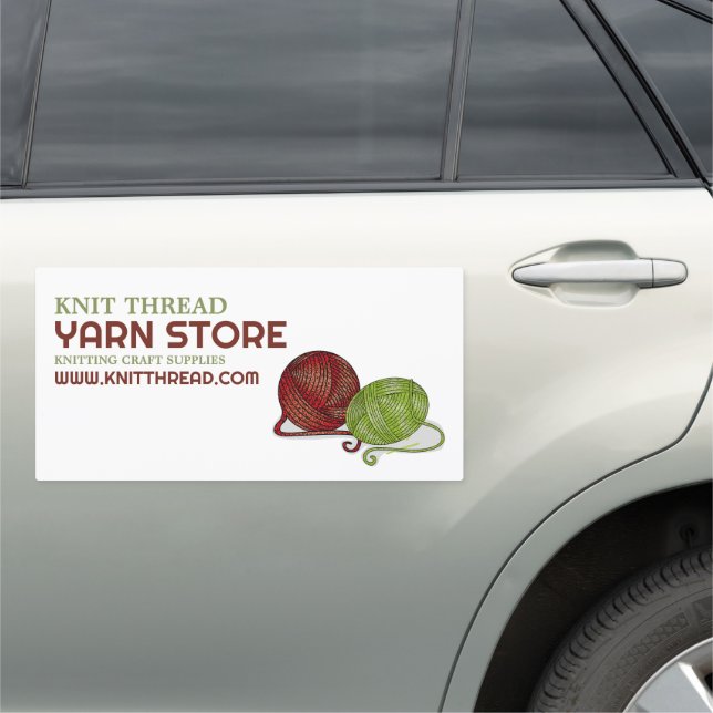 Red & Green Yarn, Knitting Store, Yarn Store Car Magnet (In Situ)