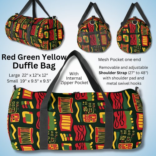 Red Green Yellow Black Abstract Geometric Duffle Bag