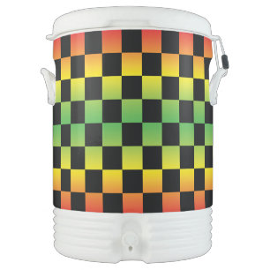 Red Green Yellow Black Rasta Ombre Checkerboard Beverage Cooler