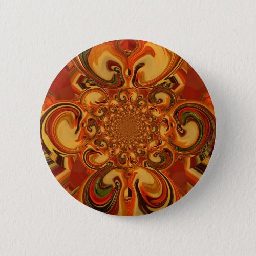 Red green yellow Cool Retro Vintage flowers design Button
