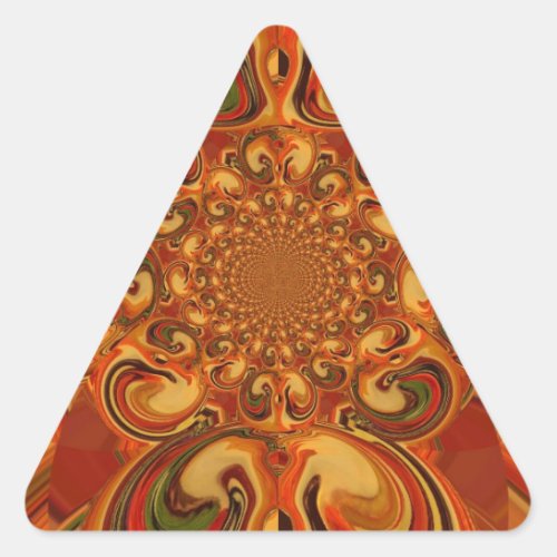 Red green yellow Cool Retro Vintage flowers design Triangle Sticker