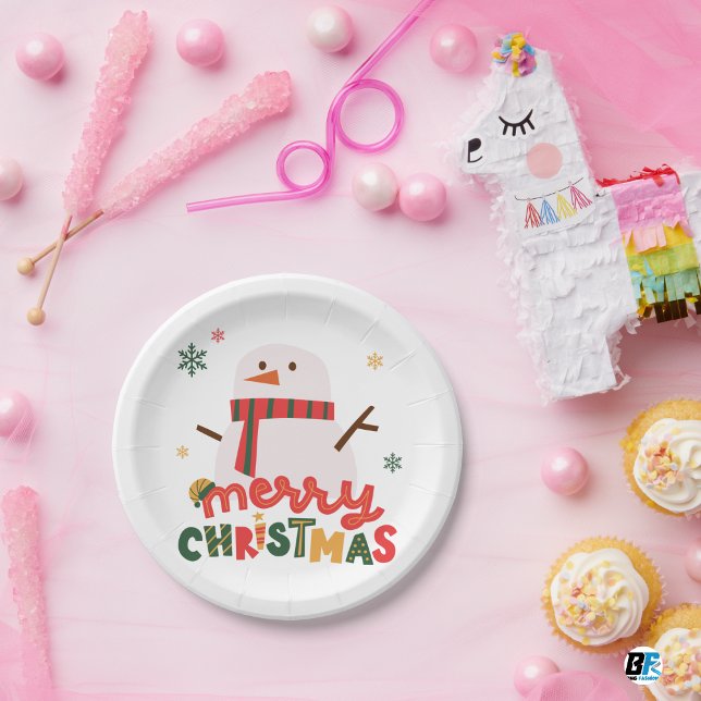 Red, Green & Yellow Elegant Merry Christmas Paper Plates (Creator Uploaded)