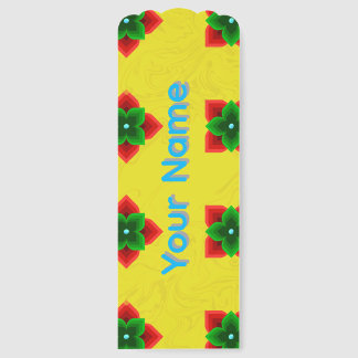 Red, Green & Yellow Geometric Floral Pattern Bookmarks