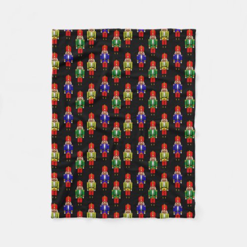 Red Green Yellow Nutcracker Tiled Pattern Fleece Blanket