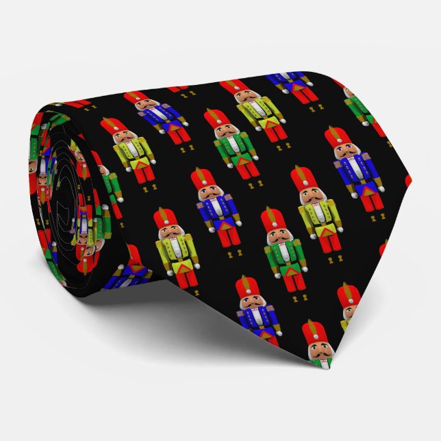 Red Green Yellow Nutcracker Tiled Pattern Neck Tie (Rolled)