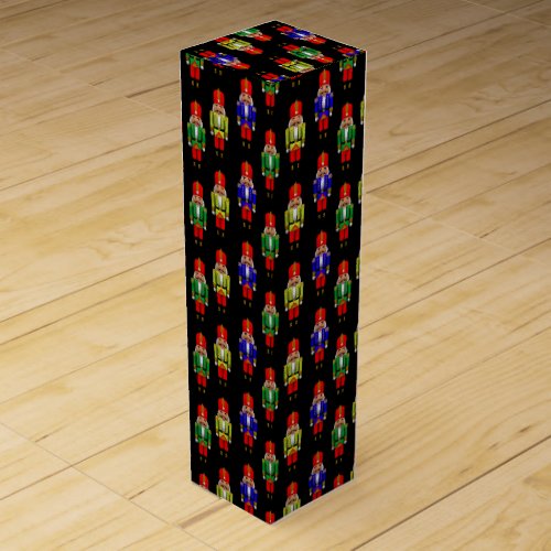 Red Green Yellow Nutcracker Tiled Pattern Wine Box