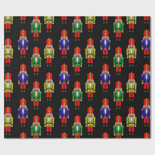 Red Green Yellow Nutcracker Tiled Pattern Wrapping Paper