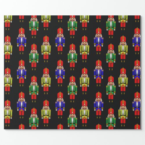 Red Green Yellow Nutcracker Tiled Pattern Wrapping Paper