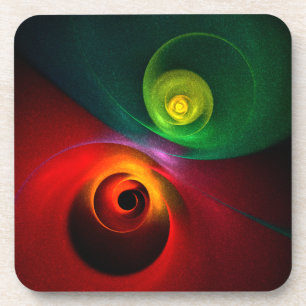 Red Green Yin Yang Modern Abstract Art Pattern #20 Beverage Coaster