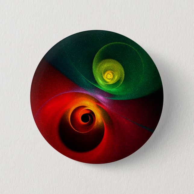 Red Green Yin Yang Modern Abstract Art Pattern #20 Button (Front)