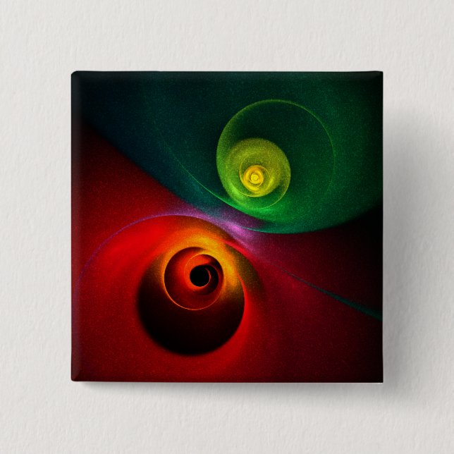 Red Green Yin Yang Modern Abstract Art Pattern #20 Button (Front)
