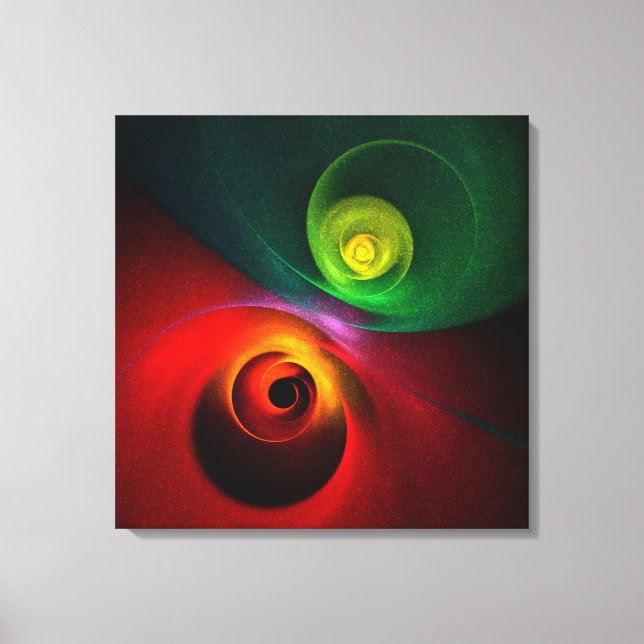 Red Green Yin Yang Modern Abstract Art Pattern #20 Canvas Print (Front)