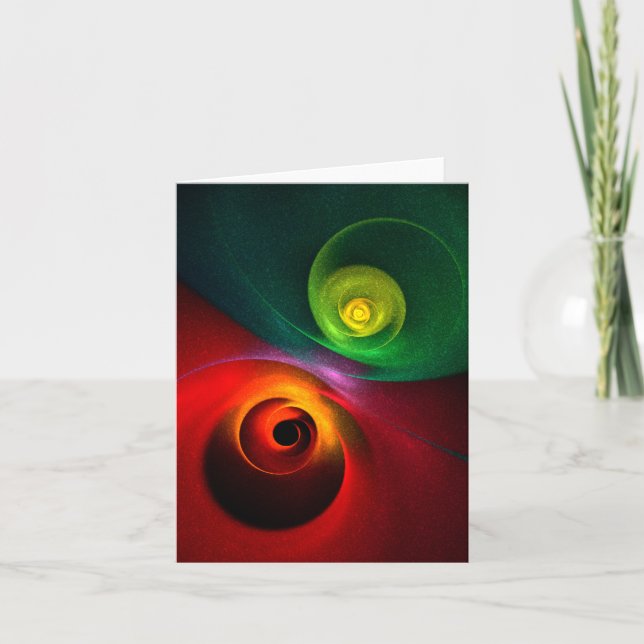 Red Green Yin Yang Modern Abstract Art Pattern #20 Card (Front)