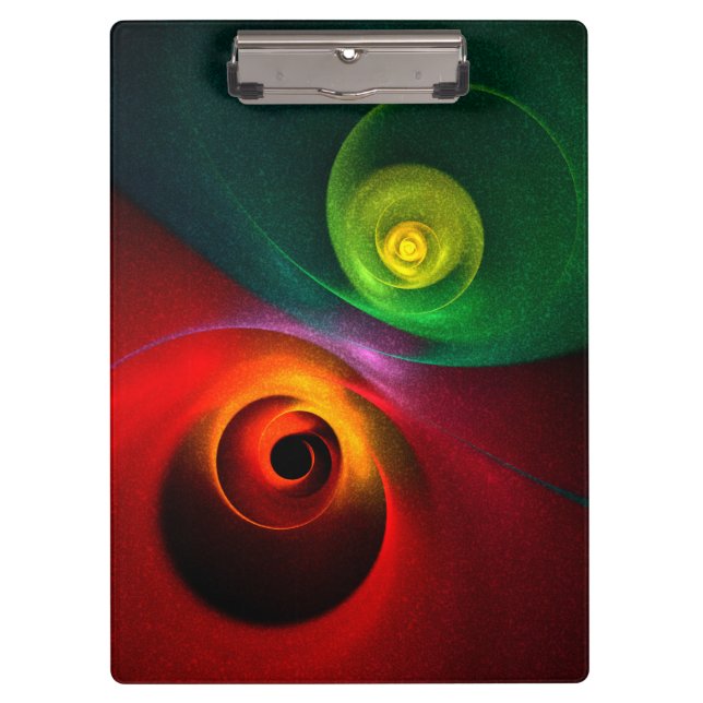 Red Green Yin Yang Modern Abstract Art Pattern #20 Clipboard (Front)