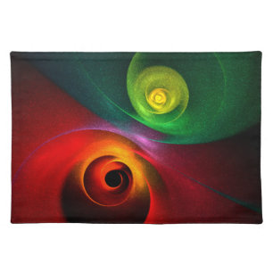 Red Green Yin Yang Modern Abstract Art Pattern #20 Cloth Placemat