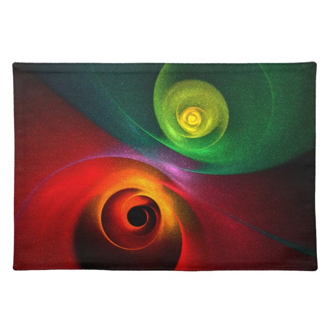 Red Green Yin Yang Modern Abstract Art Pattern #20 Cloth Placemat (Front)