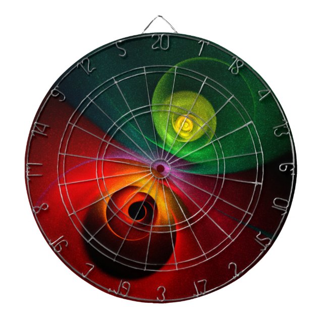 Red Green Yin Yang Modern Abstract Art Pattern #20 Dart Board (Front)