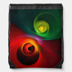Red Green Yin Yang Modern Abstract Art Pattern #20 Drawstring Bag