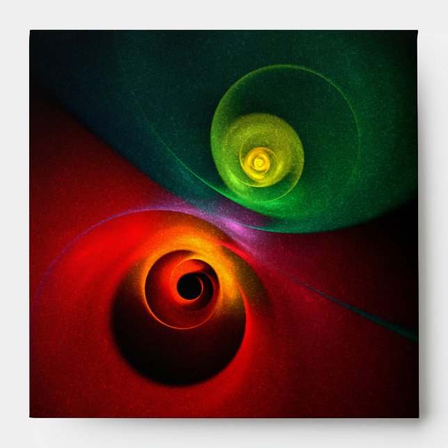 Red Green Yin Yang Modern Abstract Art Pattern #20 Envelope (Front)