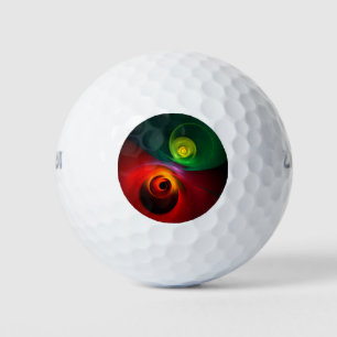 Red Green Yin Yang Modern Abstract Art Pattern #20 Golf Balls